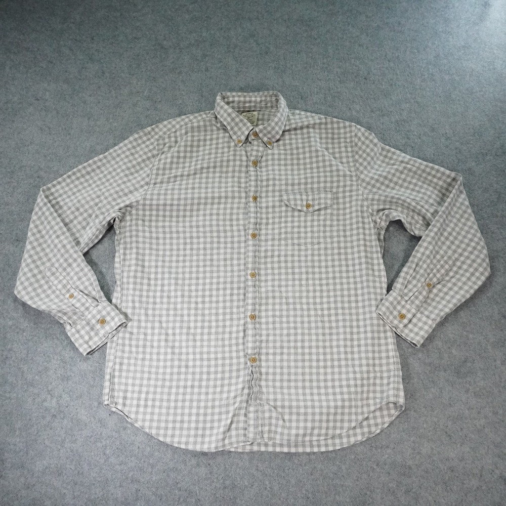 J Crew Shirt Mens Large Button Up Gray Check Long Sleeve Casual